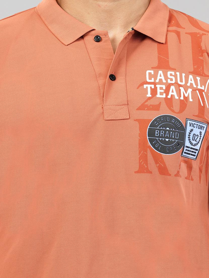 orange placement printed polo t-shirt - 21145290 - Standard Image - 4