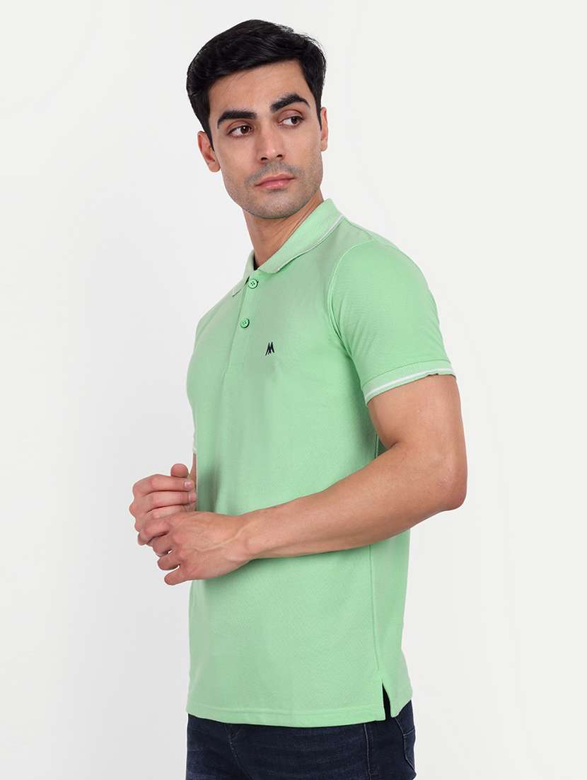 solid green cotton blend polo t-shirt - 21145293 -  Standard Image - 1