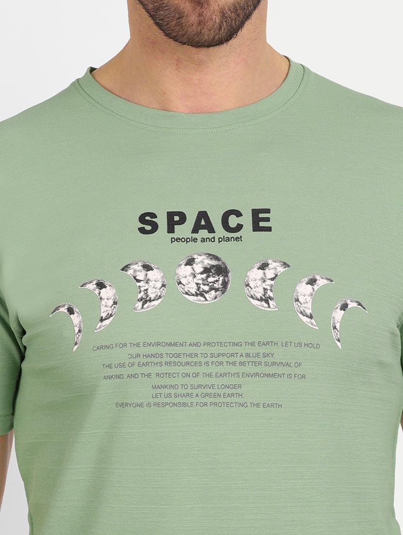green chest printed casual t-shirt - 21145297 - Standard Image - 4