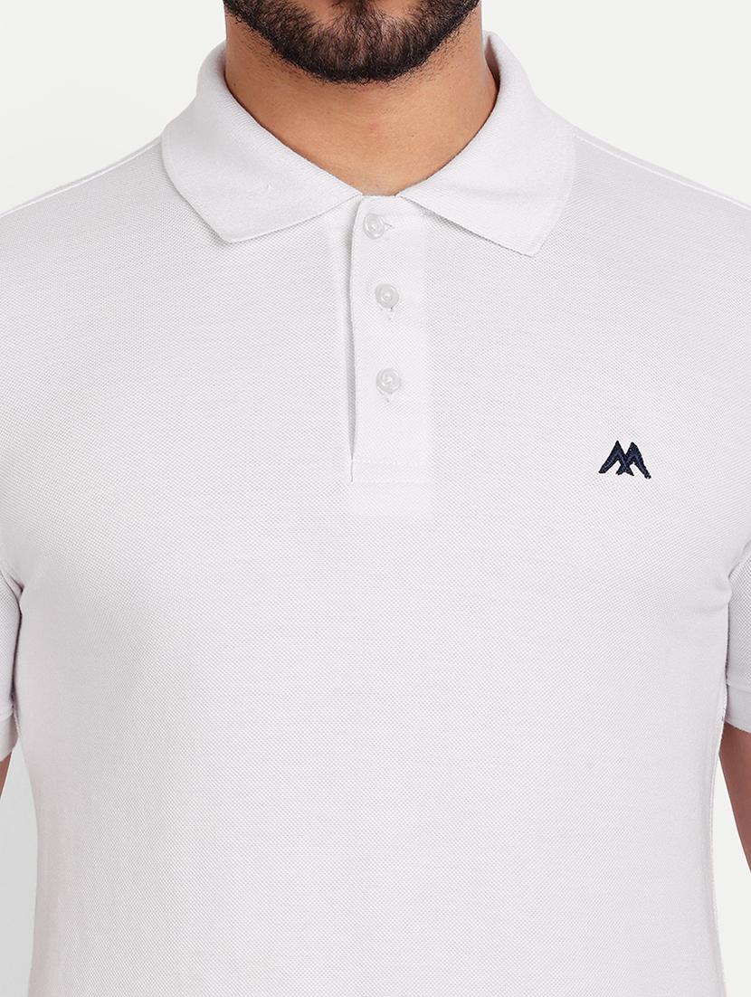 solid white cotton blend polo t-shirt - 21145307 - Standard Image - 4
