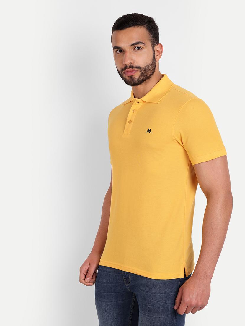 solid yellow cotton blend polo t-shirt - 21145308 - Standard Image - 1