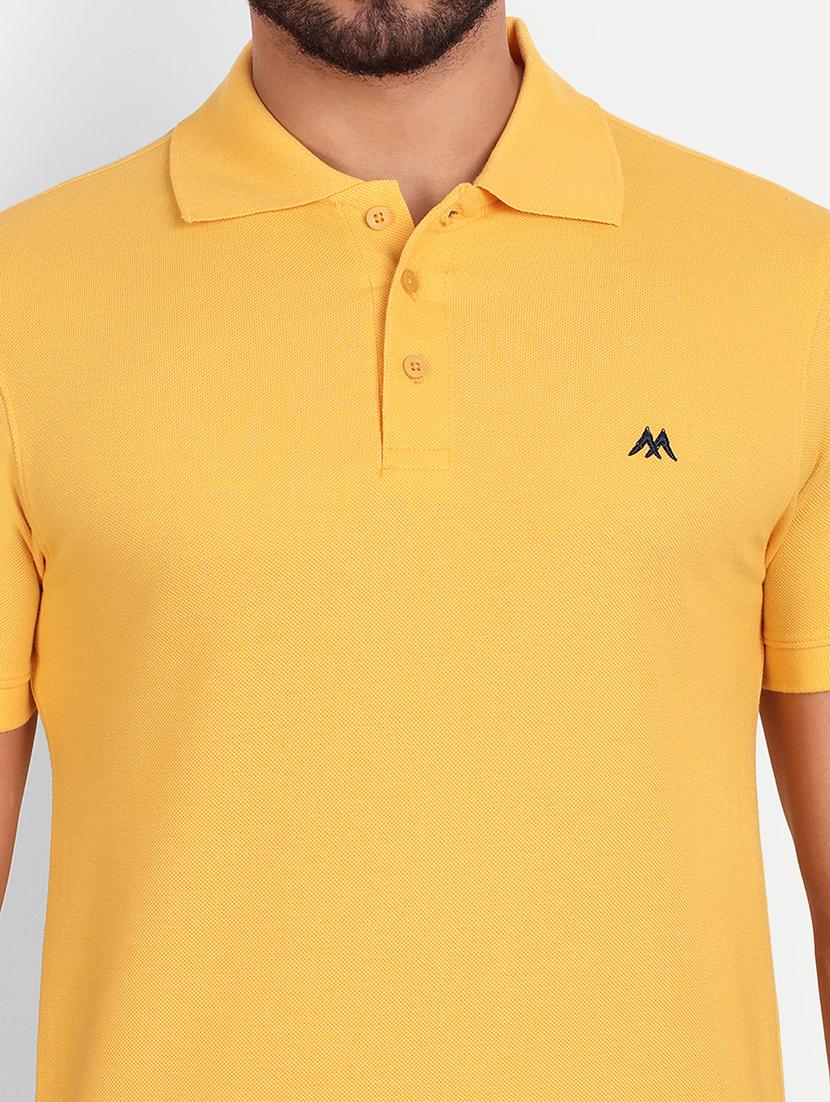 solid yellow cotton blend polo t-shirt - 21145308 - Standard Image - 4