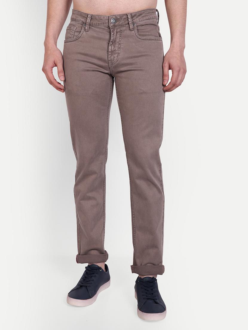solid brown denim jeans - 21145337 -  Zoom Image - 0