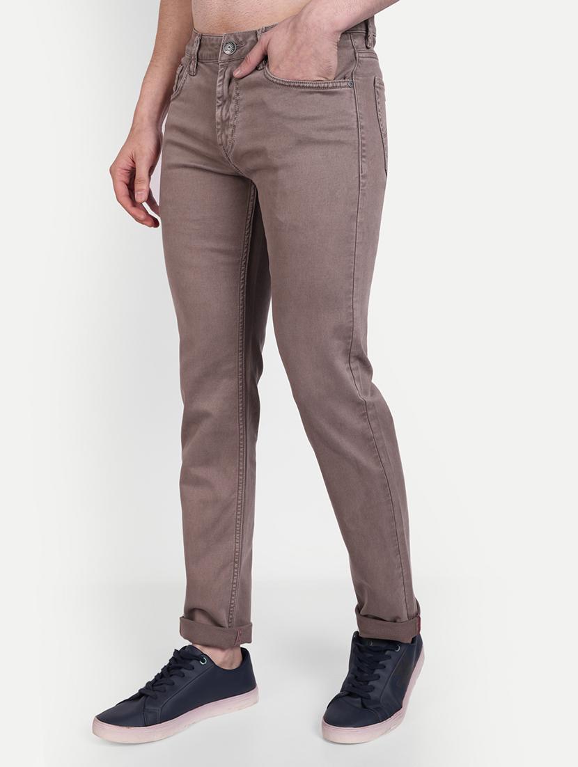 solid brown denim jeans - 21145337 - Standard Image - 1
