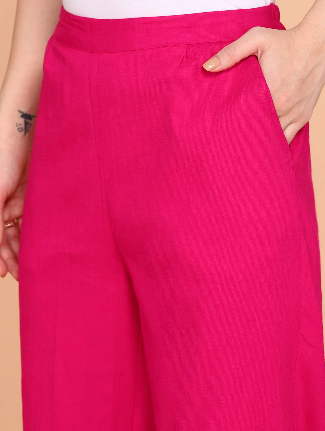 solid pink flat front trouser - 21145355 - Standard Image - 4