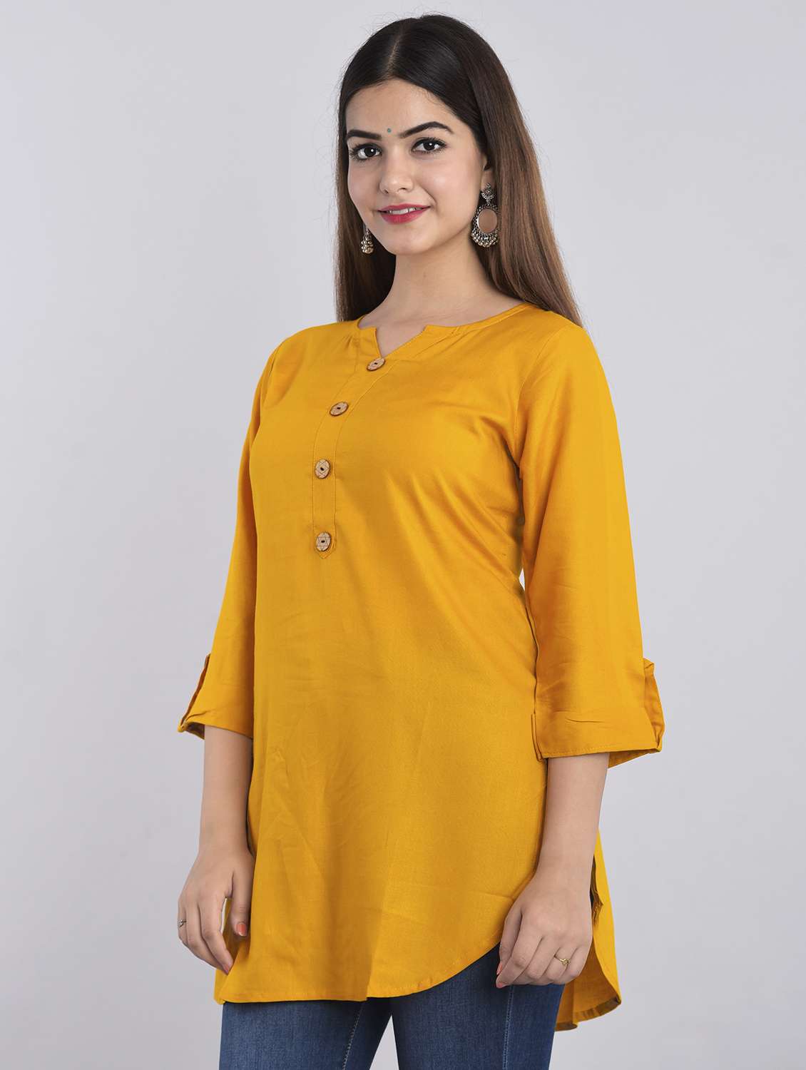 solid yellow regular tunic - 21145374 -  Standard Image - 1