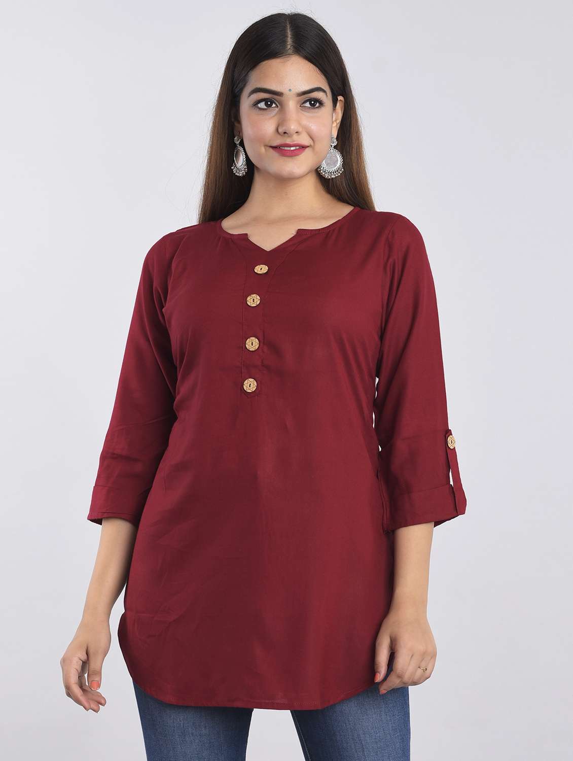 solid maroon regular tunic