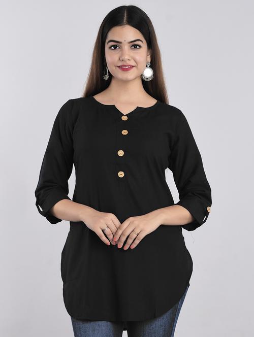 solid black regular tunic - 21145377 - Standard Image - 0