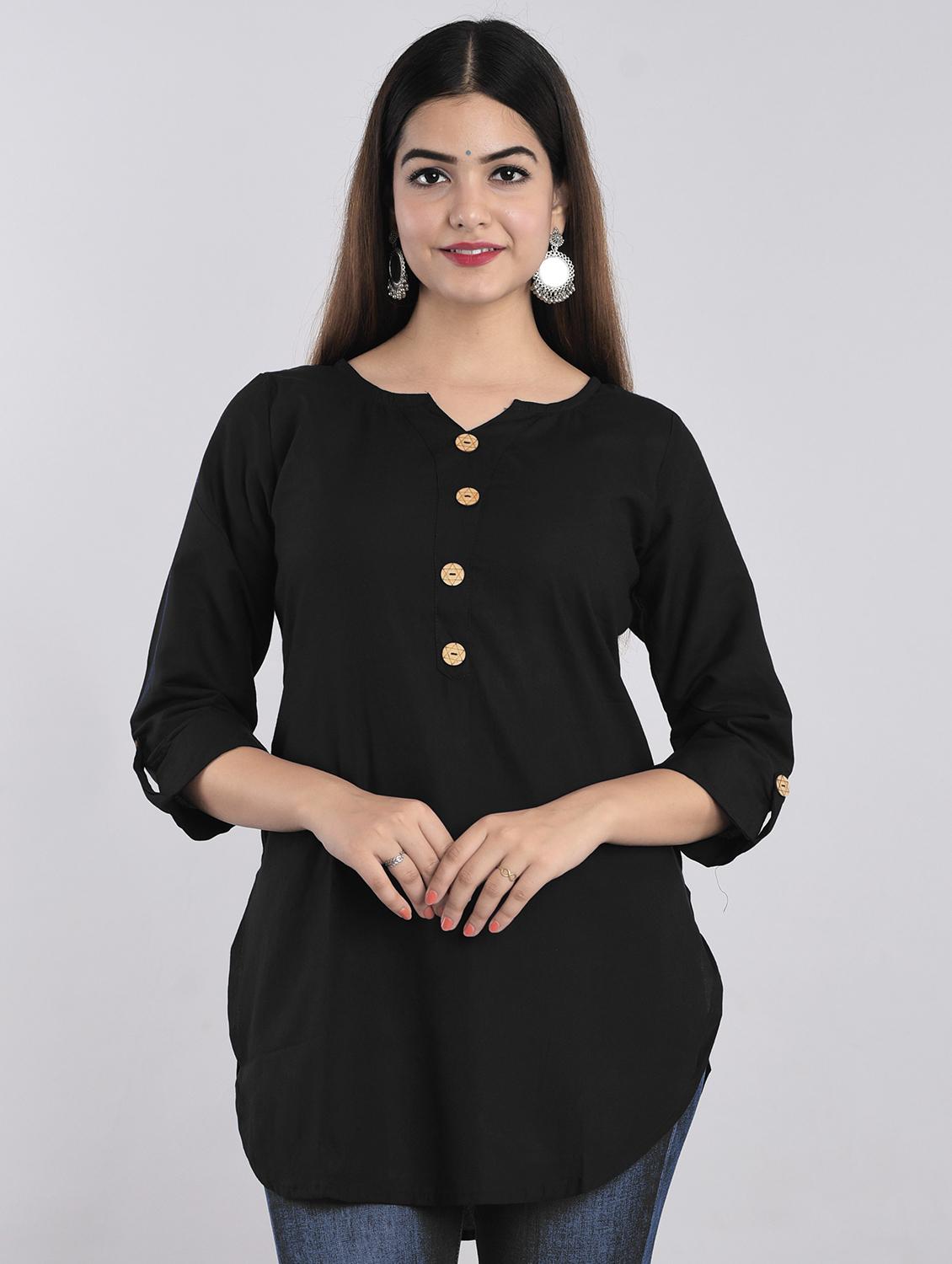 solid black regular tunic - 21145377 - Zoom Image - 0