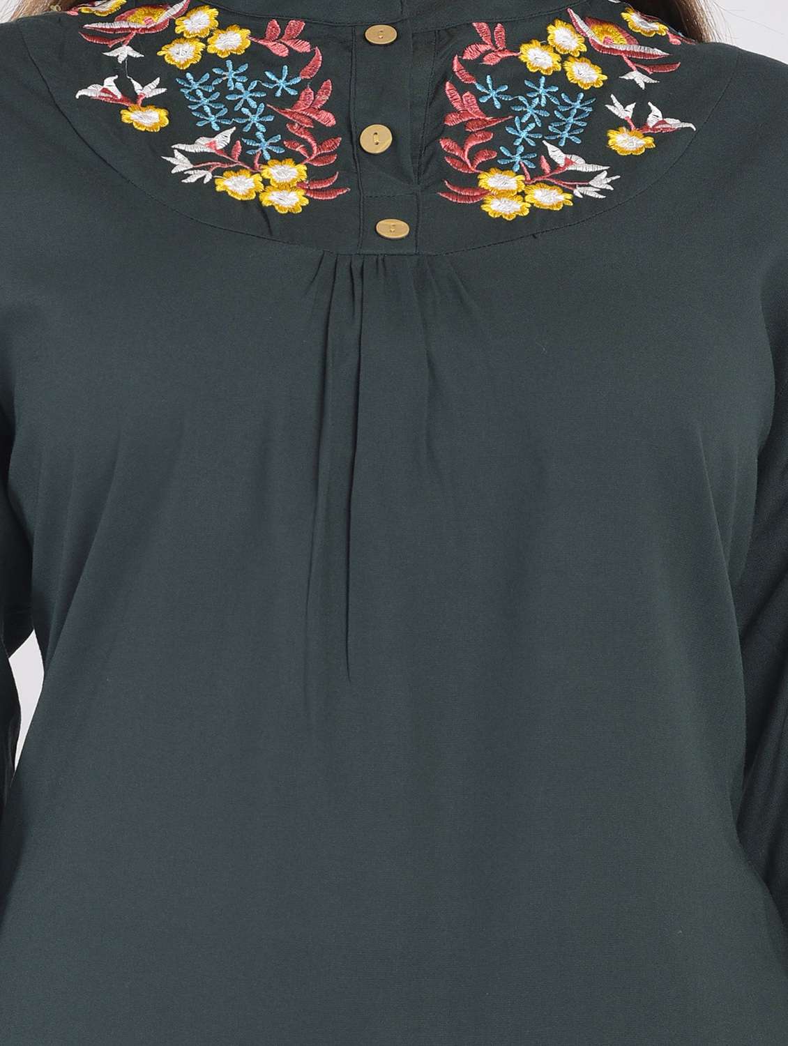 green embroidered detailed regular tunic - 21145381 - Standard Image - 4
