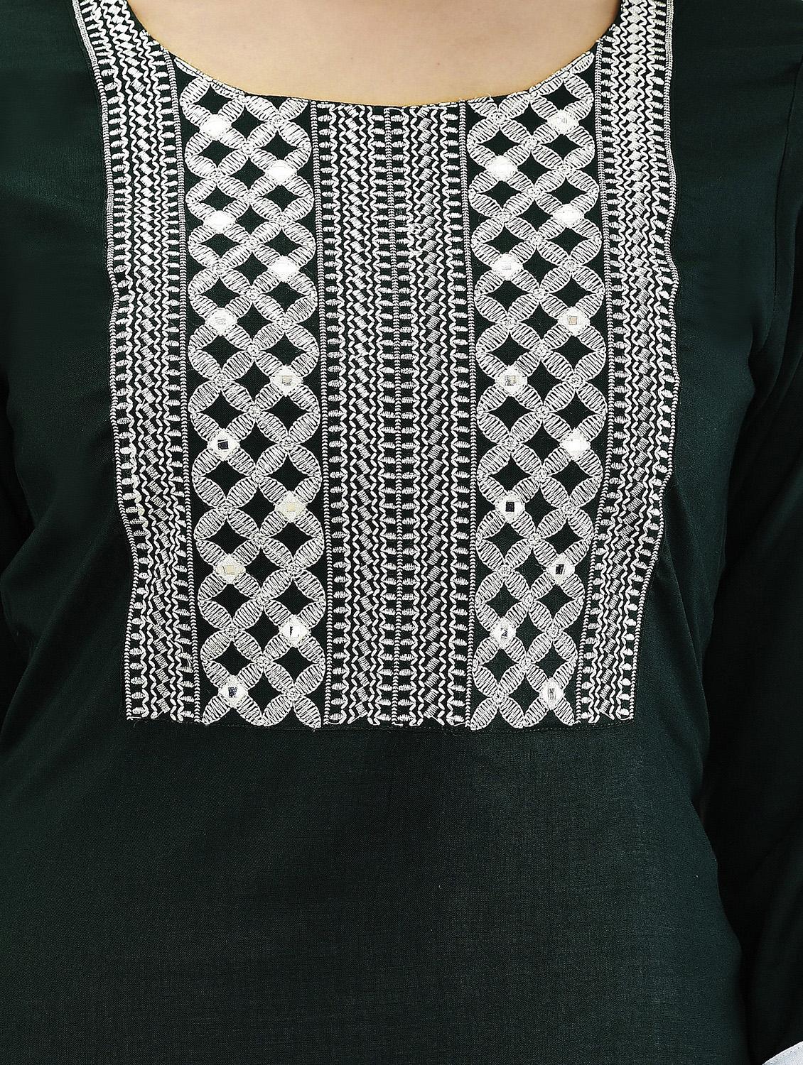 green embroidered straight kurta - 21145404 - Standard Image - 4