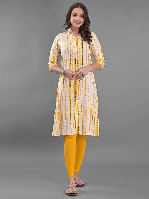 women yellow printed a-line kurta - 21145412 -  Standard Image - 0