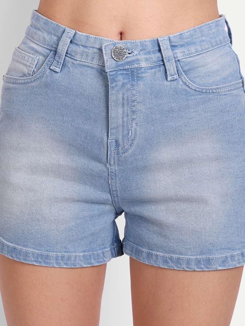solid light blue denim shorts - 21145467 -  Standard Image - 4