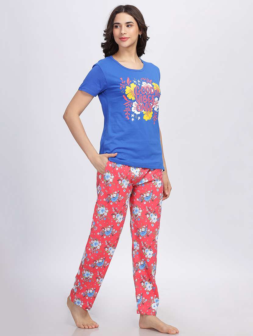 women printed pyjama nightwear set