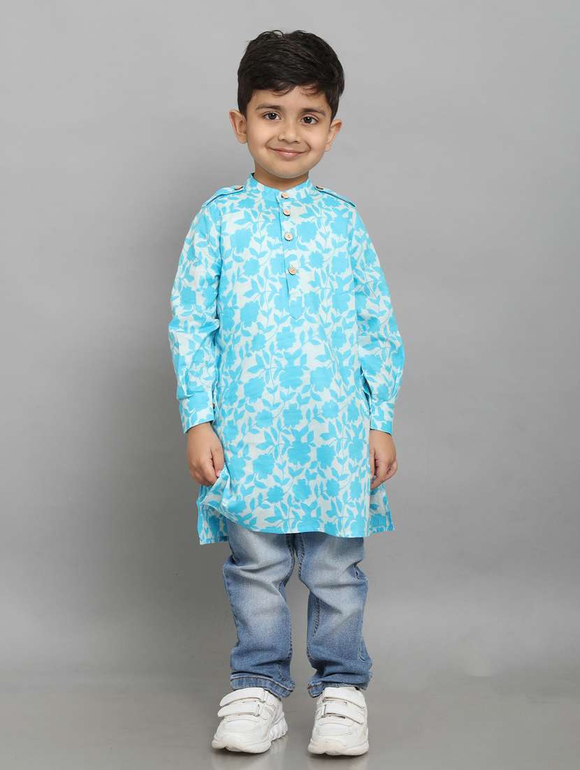 boys floral cotton kurta 