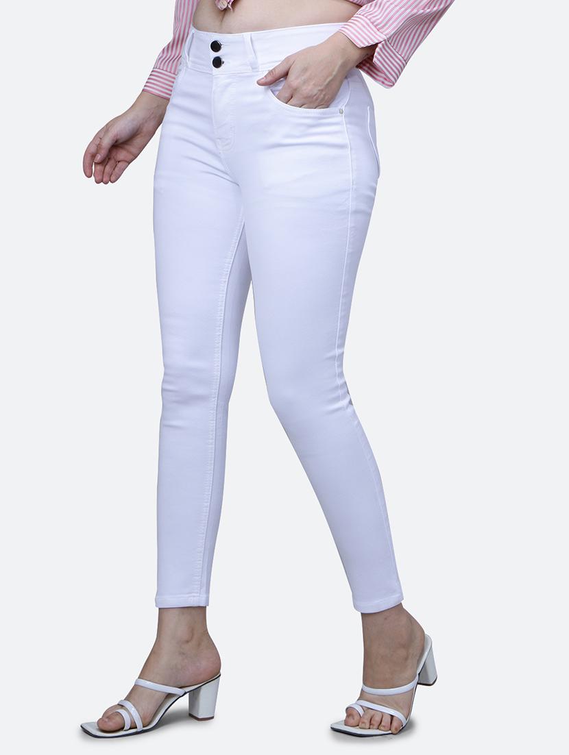 solid white denim jeans - 21145764 - Standard Image - 1