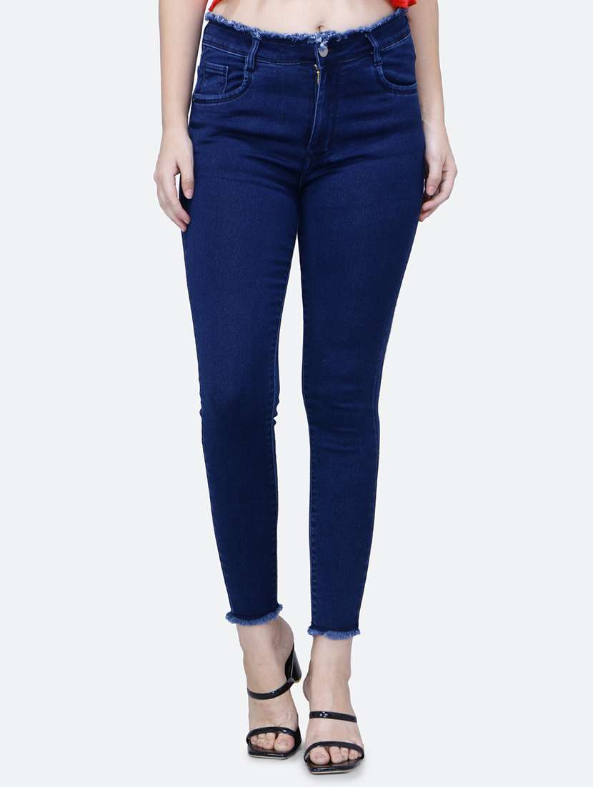 solid blue denim jeans