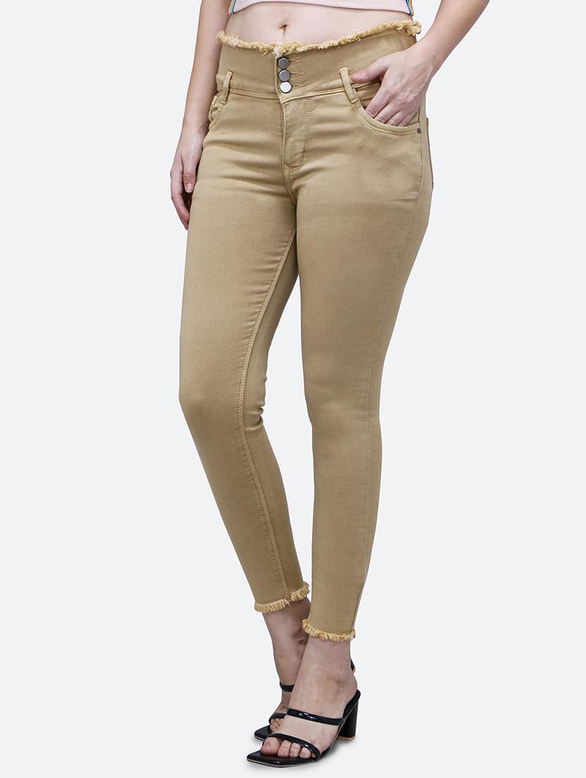 solid beige denim jeans - 21145816 - Standard Image - 1