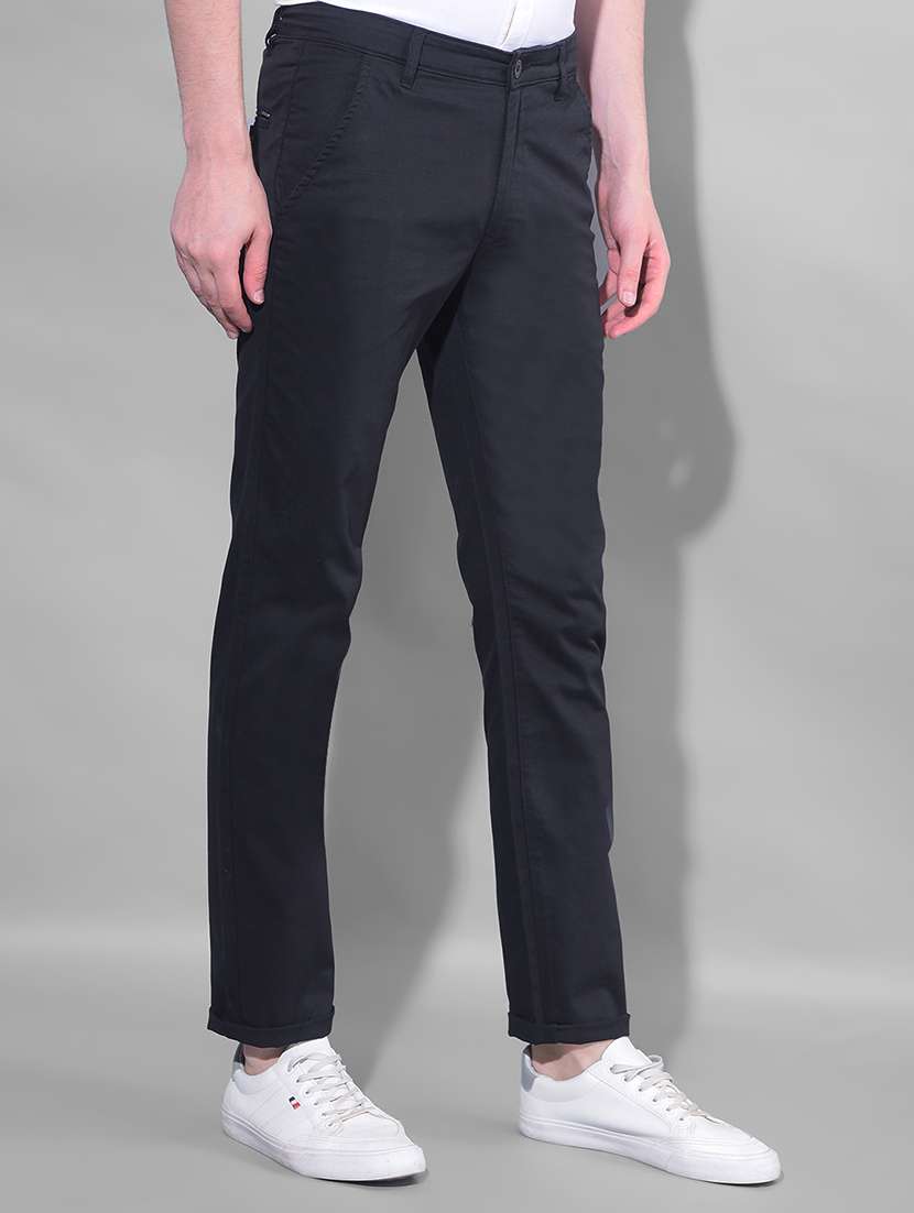 solid black casual chinos trouser - 21145888 -  Standard Image - 1