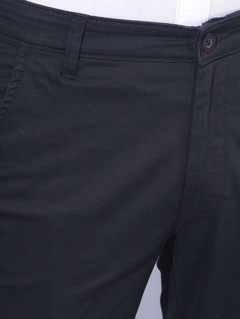 solid black casual chinos trouser - 21145888 - Standard Image - 4