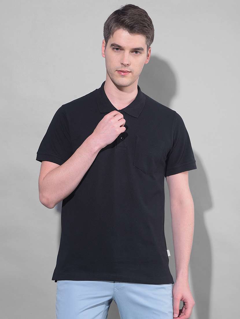 men sloids polo neck t-shits