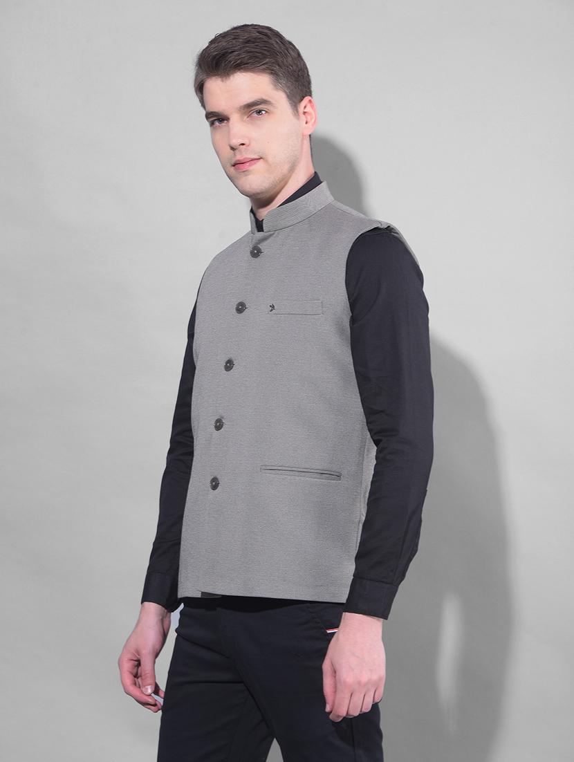 solid grey classic waist coat - 21145911 - Standard Image - 1