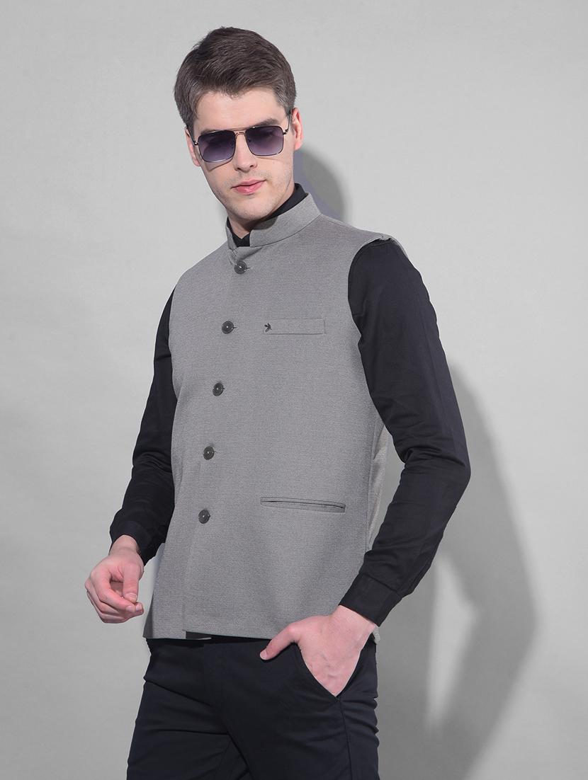 solid grey classic waist coat - 21145911 - Standard Image - 4