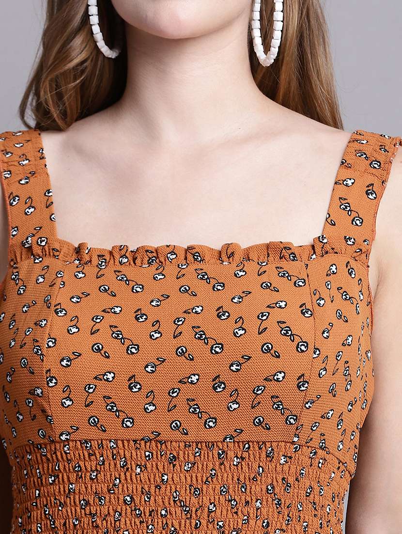 brown printed a-line dress - 21148094 -  Standard Image - 4