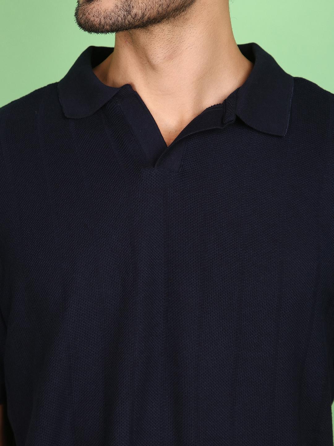 navy blue cotton front print tshirt - 21148122 - Standard Image - 1