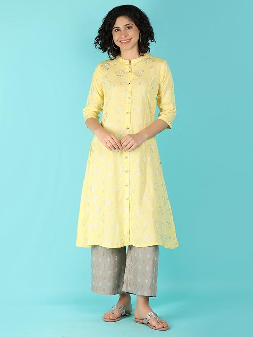 women three quarter sleeve a-line kurta - 21148131 - Standard Image - 0