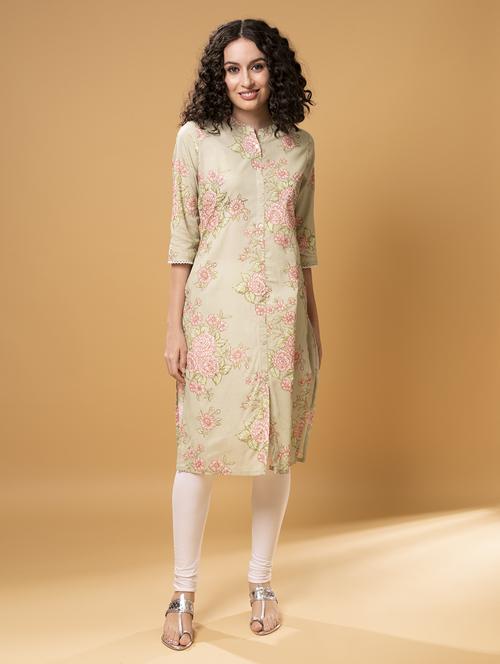 women three quarter sleeve straight kurta - 21148190 - Standard Image - 0