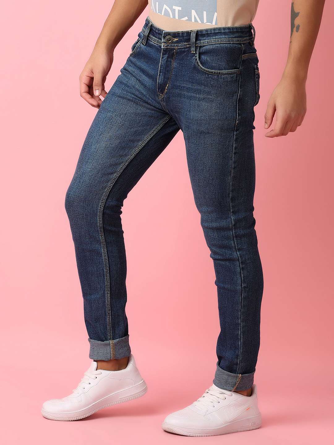men blue plain jeans - 21148277 -  Standard Image - 1