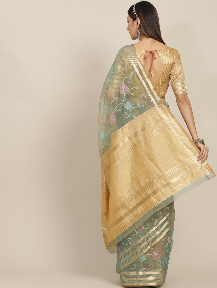 blue embroidered saree - 21148439 - Standard Image - 1
