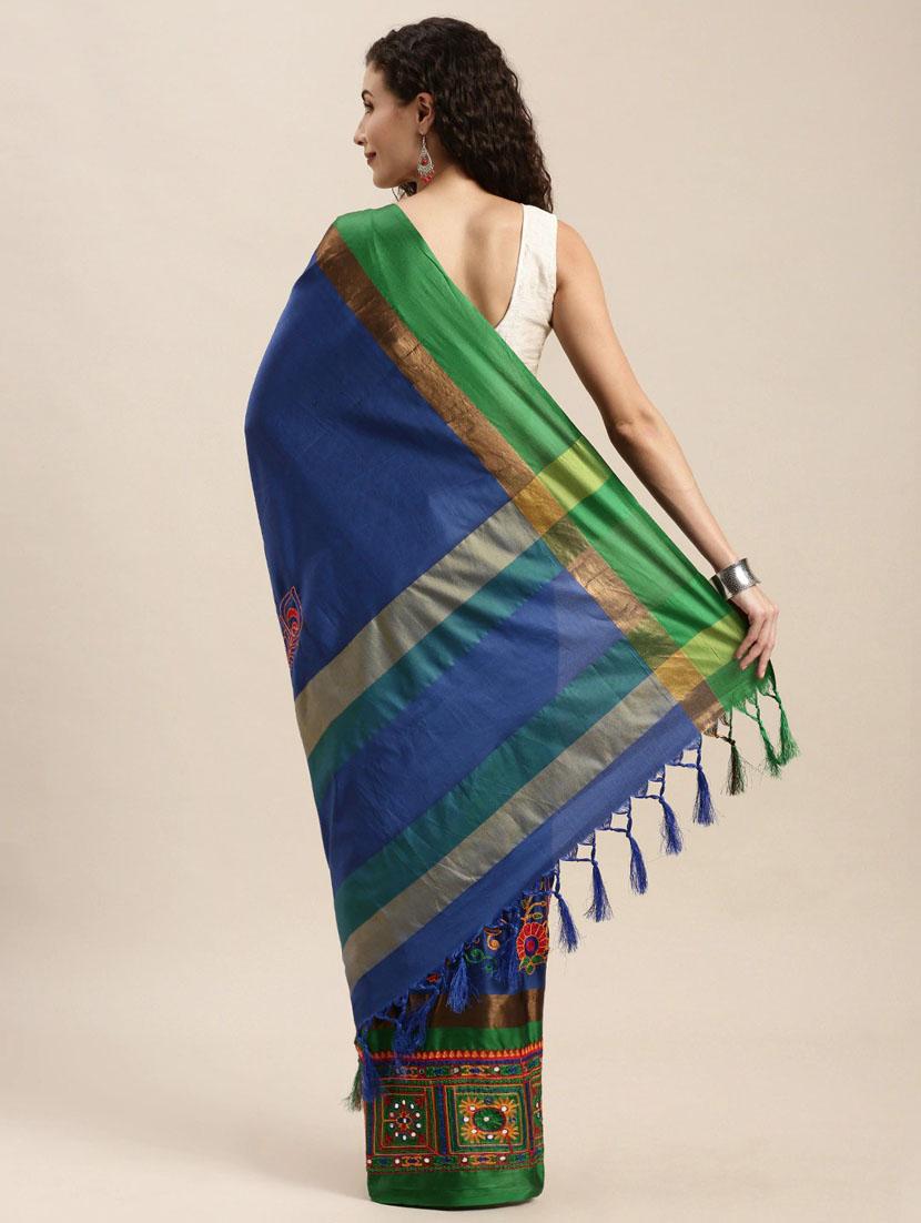 women blue embroidered saree - 21148474 - Standard Image - 1