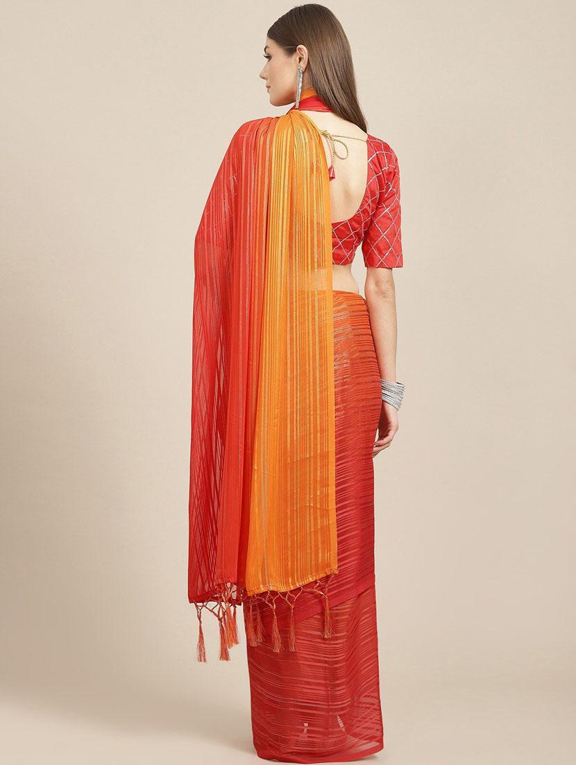 red ombre fusion saree - 21148533 -  Standard Image - 1