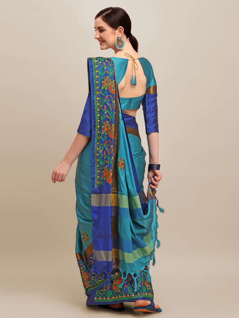 blue cotton silk baluchari saree - 21148563 -  Standard Image - 1