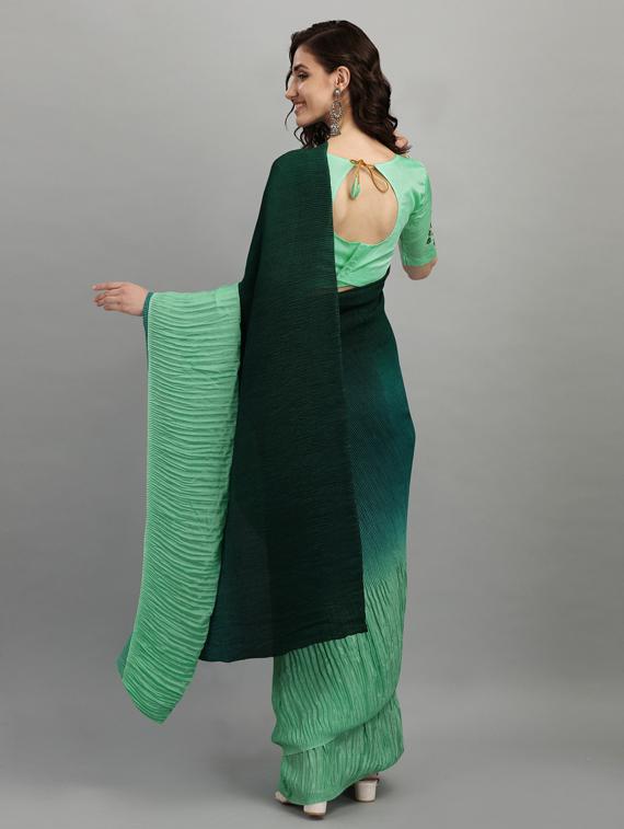 dark green ombre saree - 21148676 - Standard Image - 1