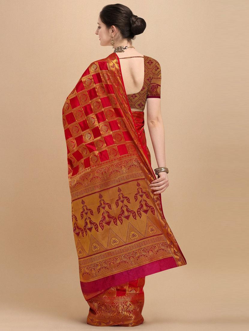 pink silk blend banarasi saree - 21148688 - Standard Image - 1