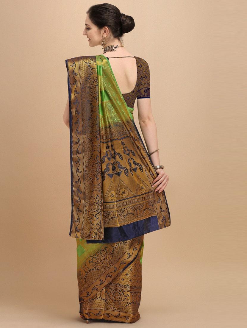 light green silk blend banarasi saree - 21148761 - Standard Image - 1