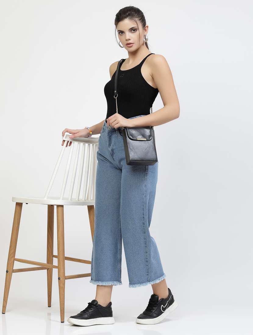 women solid wide leg high rise jean - 21148805 -  Standard Image - 4