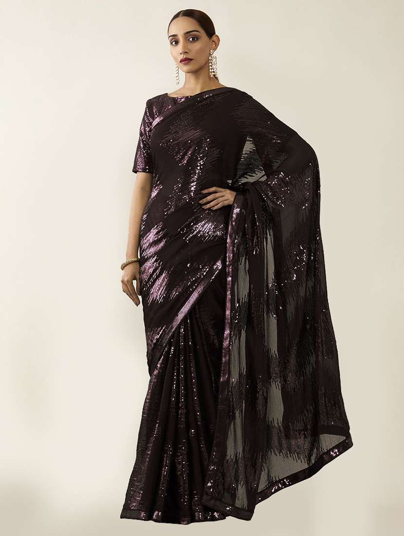 women sequined work saree with blouse