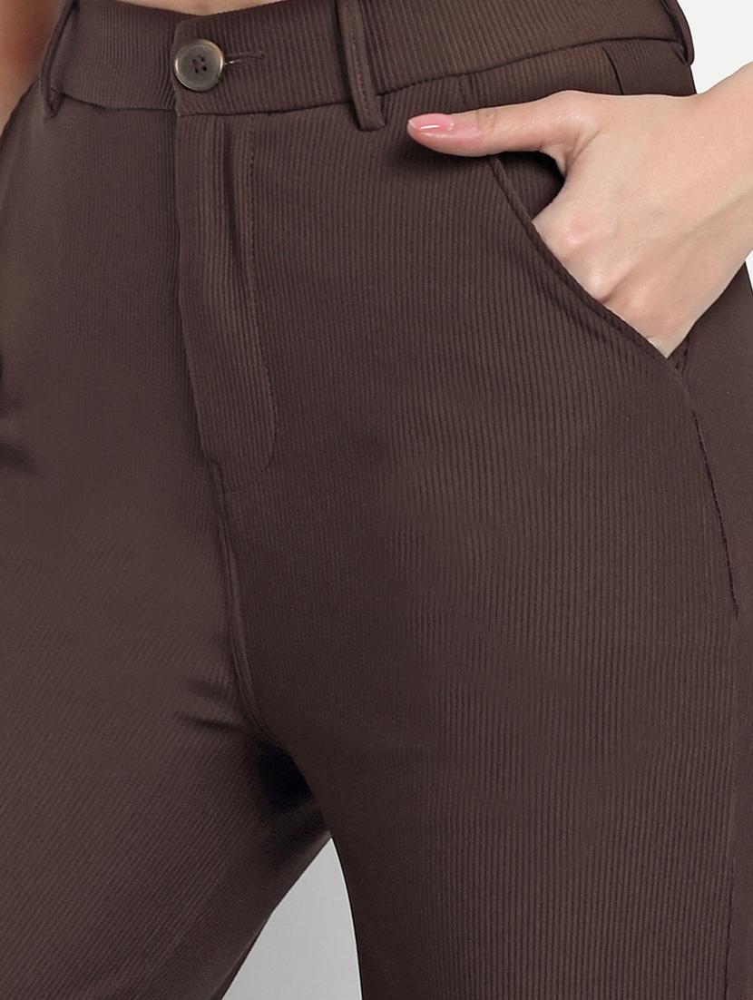 solid brown wide leg trouser - 21150444 - Standard Image - 4