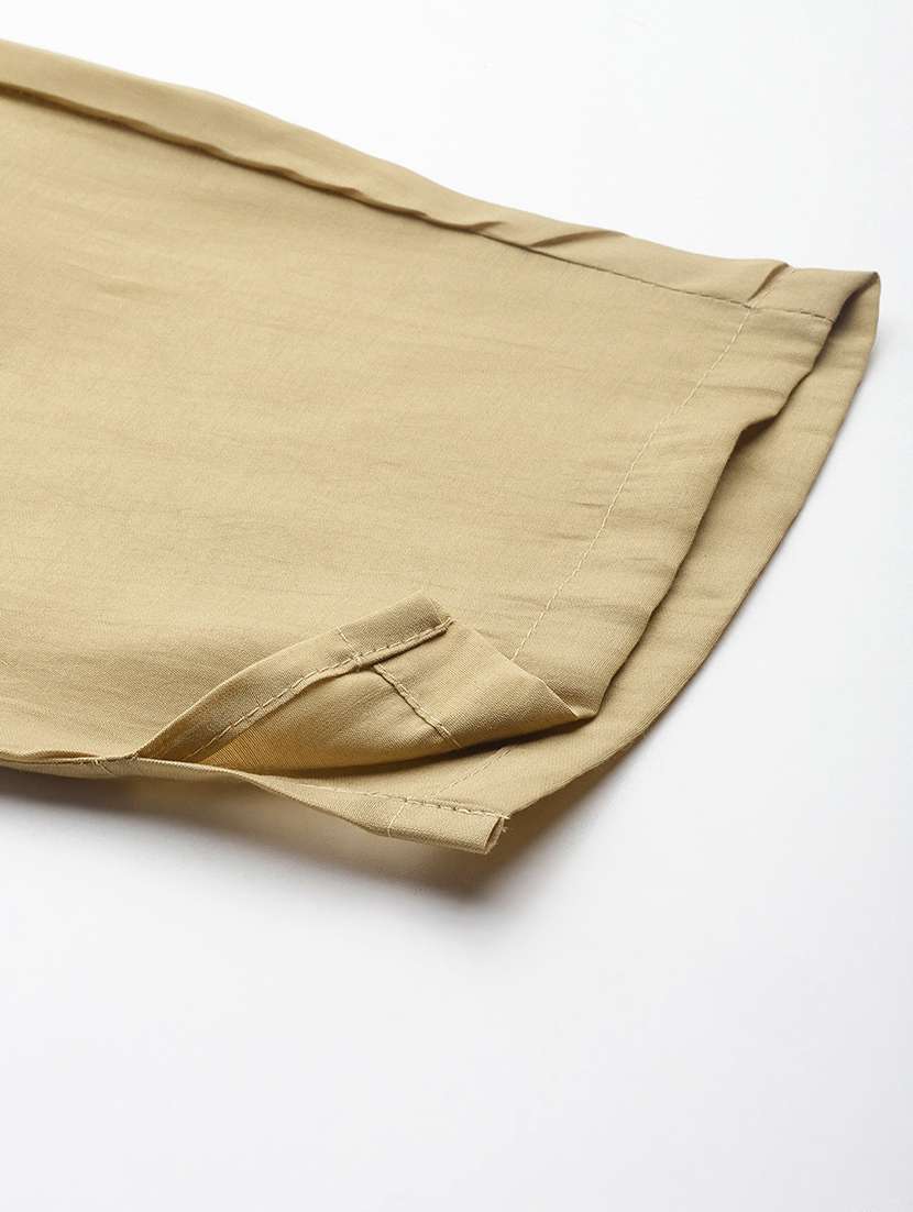 women khaki v neck kurta pant set - 21150565 -  Standard Image - 4