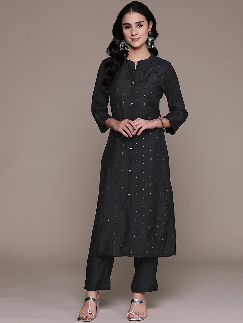 women three quarter sleeve kurta pant set - 21150568 - Zoom Image - 0