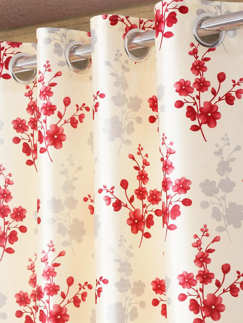 red 2 pieces bloom burst eyelet polyester door curtains  - 21150590 -  Standard Image - 1