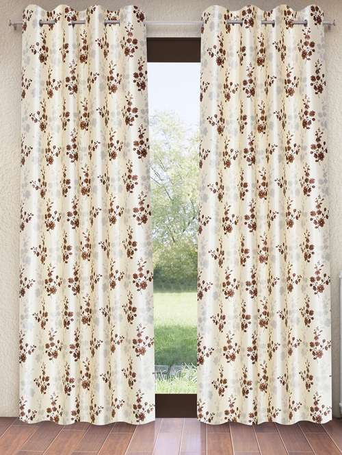 brown 2 pieces bloom burst eyelet polyester door curtains  - 21150592 -  Standard Image - 0