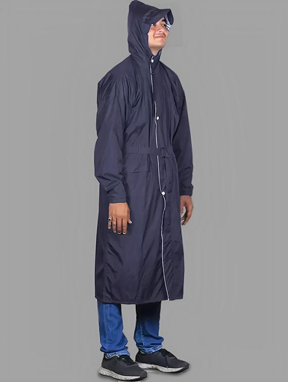 solid blue nylon rain coat - 21151096 - Standard Image - 1