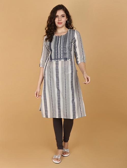 women three quarter sleeve a-line kurta - 21151196 -  Standard Image - 0