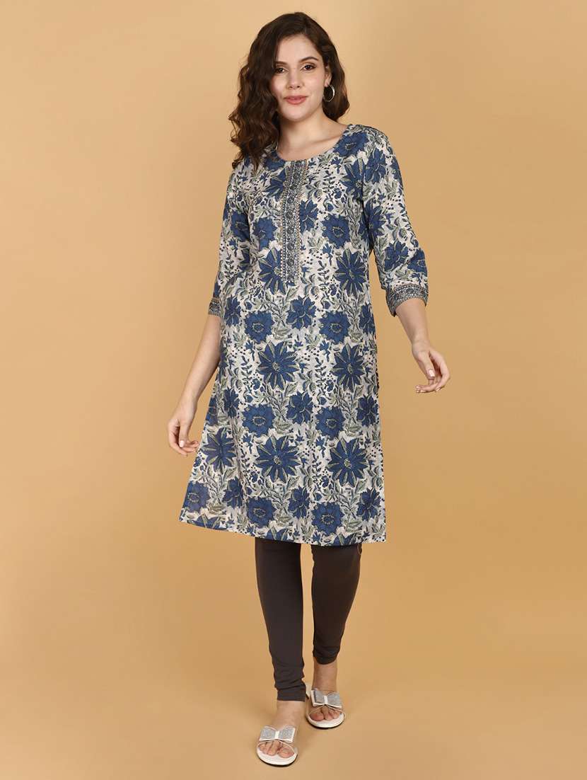 women three quarter sleeve straight kurta - 21151272 - Zoom Image - 0