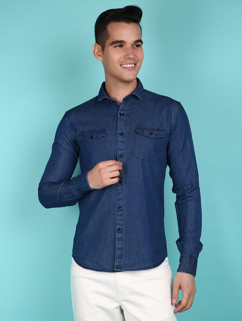 blue denim casual shirt - 21151419 - Zoom Image - 0